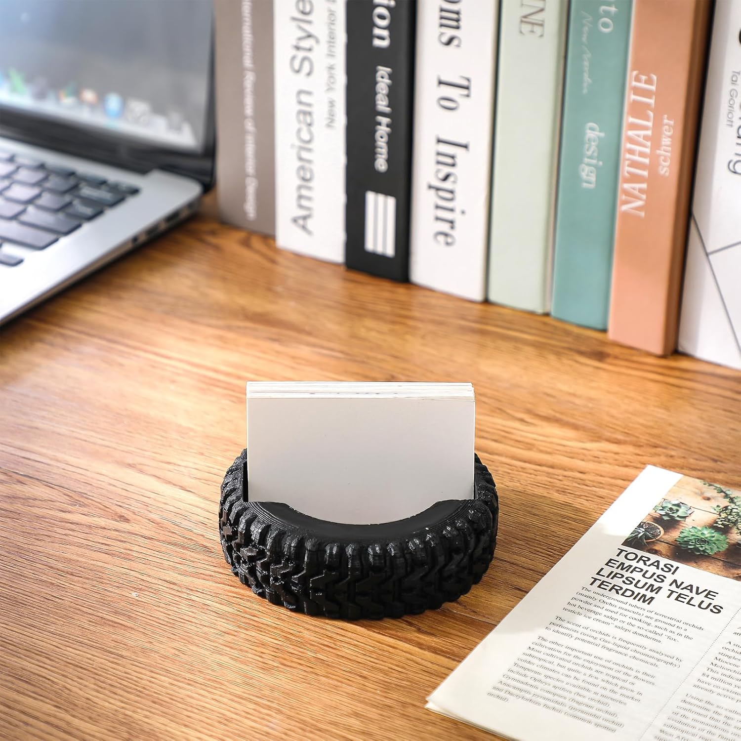Tire Business Card Holder Stand - Desk Gift for Car Salesman