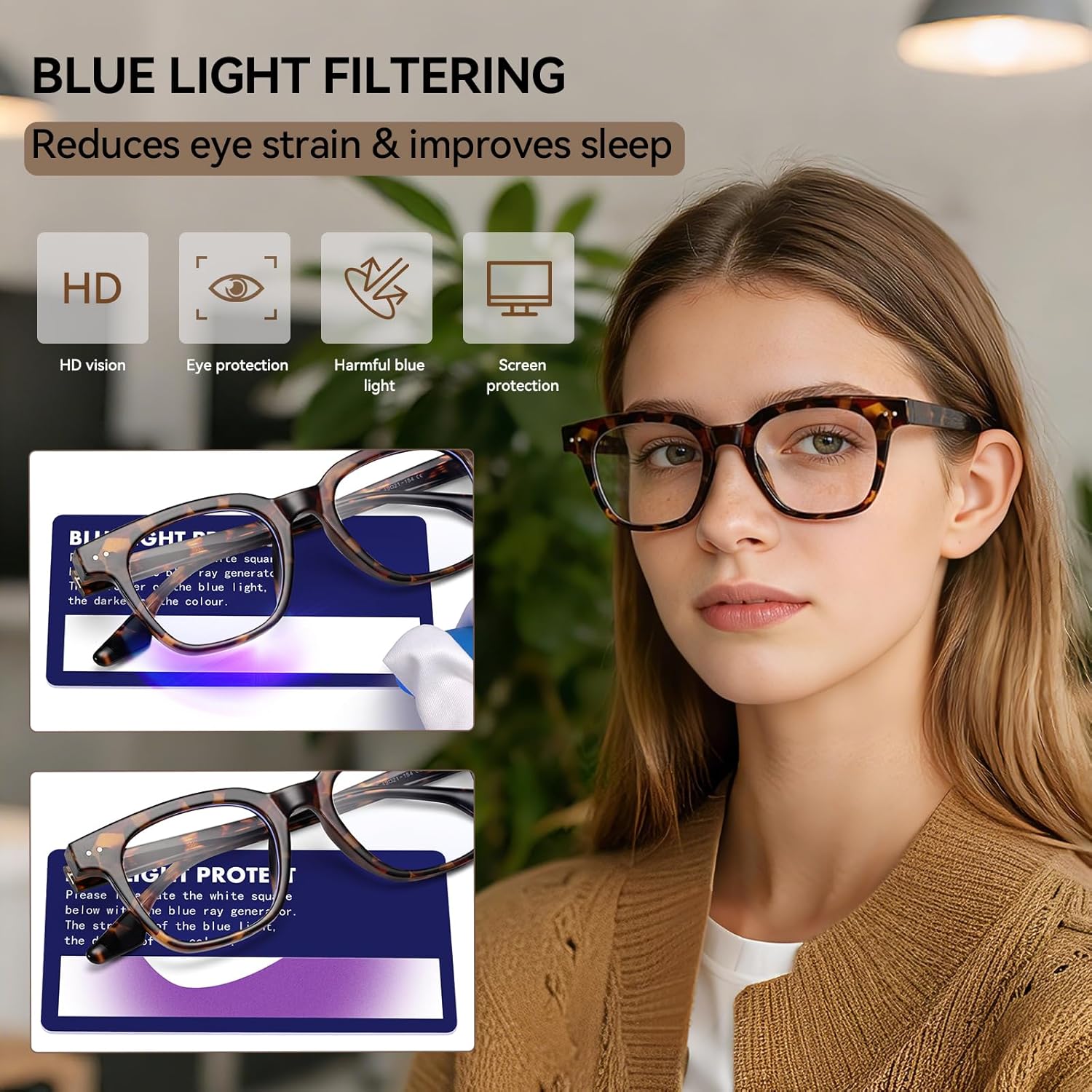 Dollger Square Blue light Glasses for Woman Men Oversized Frame Bluelight Blocking glasses Computer Screen Trendy Tortoise shell Eyeglasses - Image 7