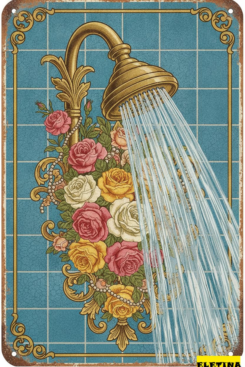 Personalized Sign for Man Cave Floral Bathroom Metal Wall Bathroom Flower Wall Art Wildflower Watercolor Print Floral Shower Decor Flower Vintage Poster 8x12inch Private Property Decorative