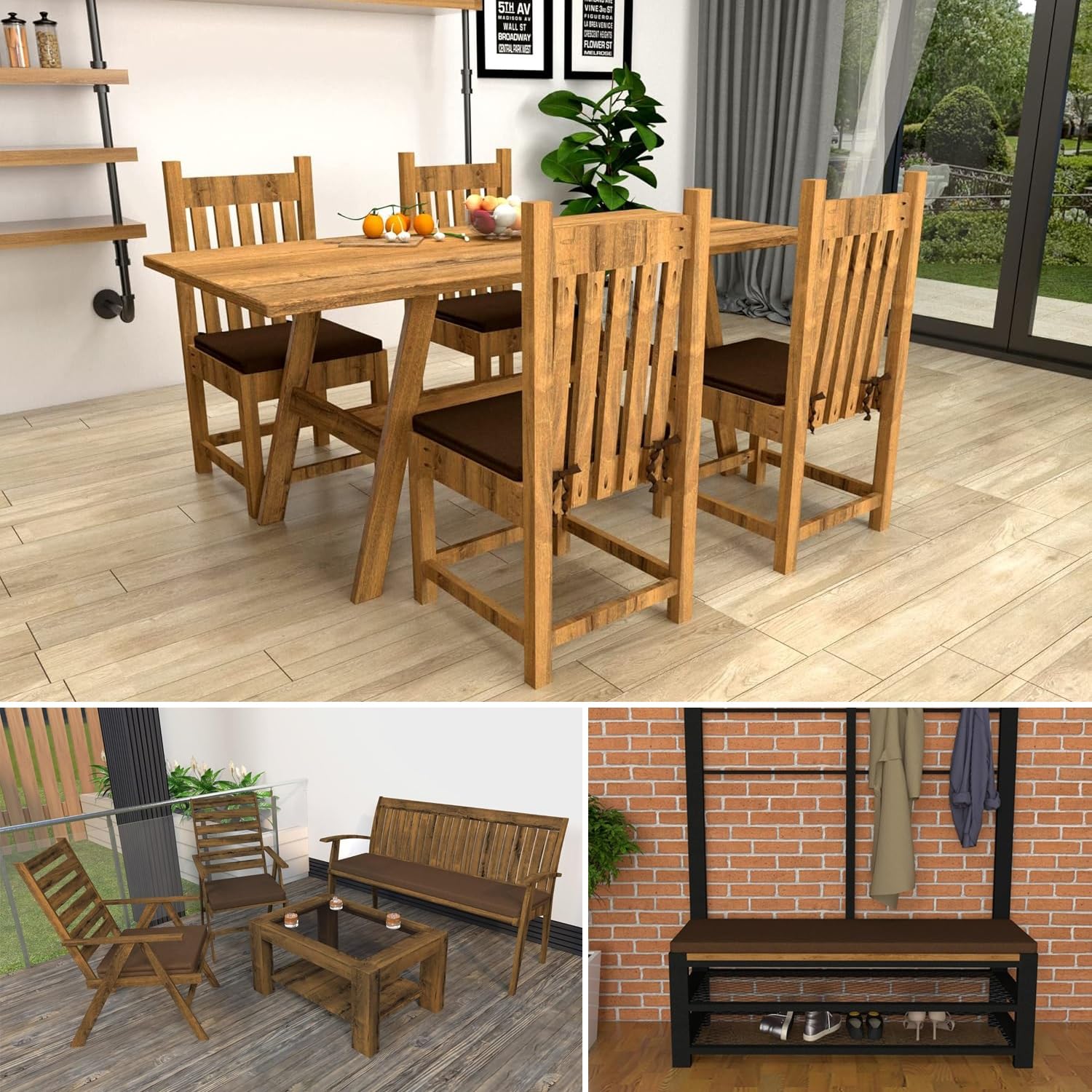 Outdoor & Indoor Bankkissen 120x40 cm, Bezug waschbar, rutschfeste Unterseite, bequemes Sitzkissen für Garten, Terrasse, Sofa, erhältlich in Blau & weiteren Größen