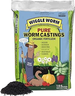 100% Pure Organic Worm Castings 30 Pounds - Organic Fertilizer for Houseplants, Vegetables, and More – OMRI-Listed Earthworm Castings to Help Improve Soil Fertility and Aeration
