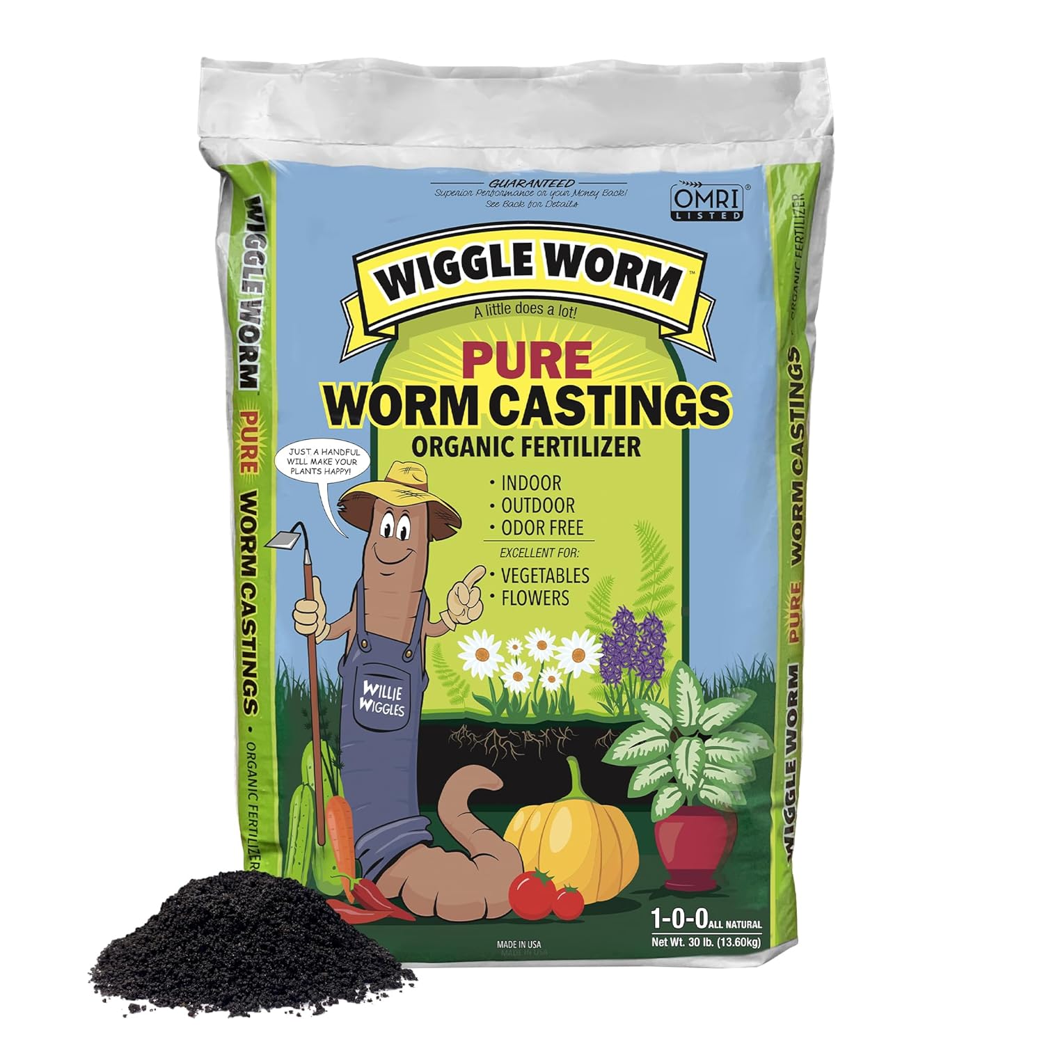 Wiggle Worm Fertilizante Orgánico de Humus de Lombriz 100% Puro, 30 lb