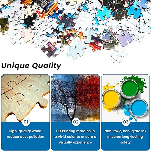 Miniatura 3 de Rompecabezas clásico para adultos, rompecabezas de madera de 1000 piezas, rompecabezas de madera, árbol de paisaje, moderno, decoración del hogar,