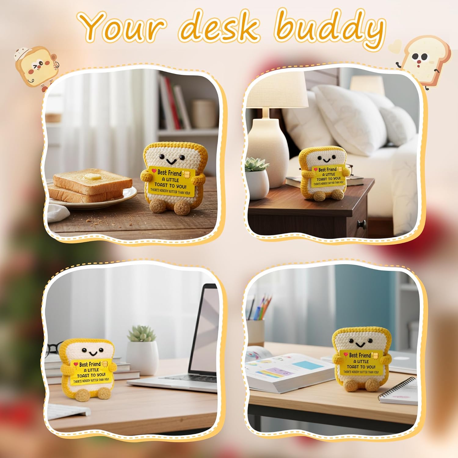 Best Friend Galentines Gifts, Valentines Day Bestie BFF Gifts for Women, Friend Bestie BFF Birthday Gift, Mothers Day Friendship Gift for Her, Funny Handmade Crochet Toast Present - Image 6