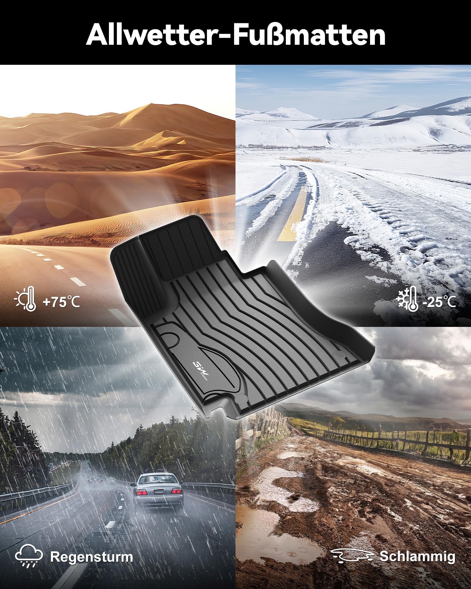 Rubber automatten voor Mercedes C-Klasse W205/S205 2014 - 2021 | Perfecte pasvorm