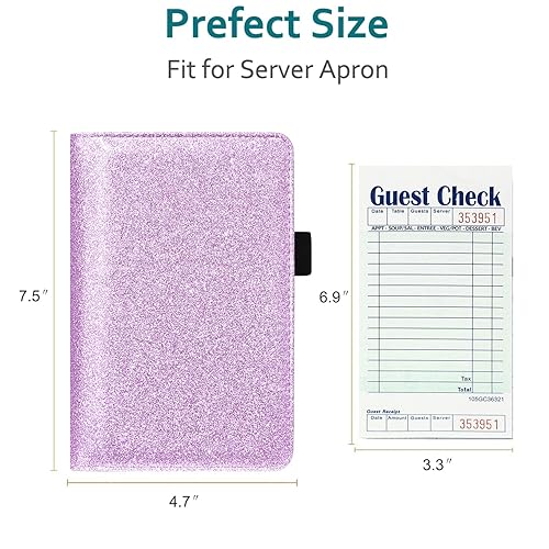 Miniatura 83 de RSAquar Libreta de servidores con bolsillo con cremallera, libros de cuero de primera calidad para camarera, cartera para camarera, delantal