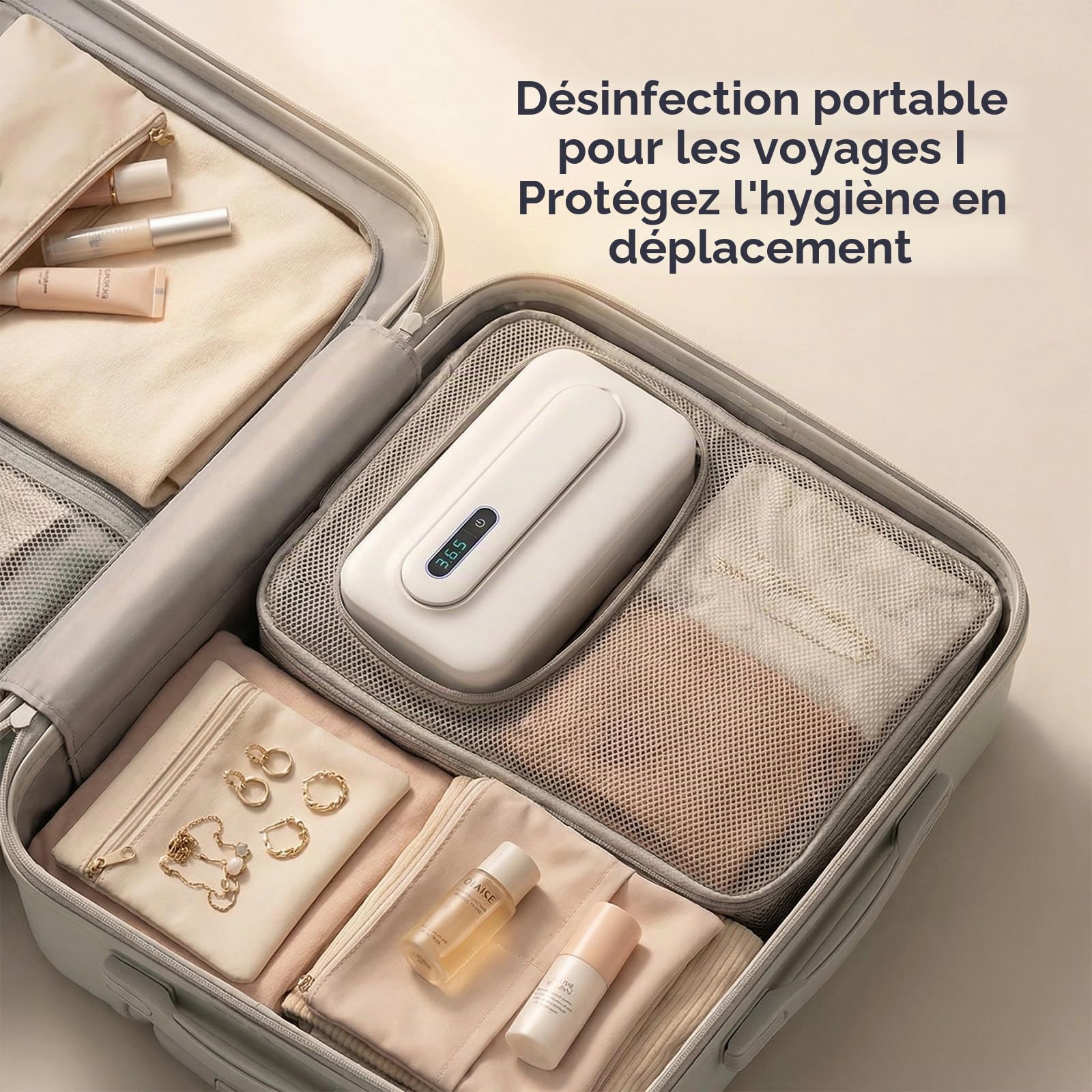 Boîte de désinfection UV : stérilisateur d'outils pour ongles avec affichage numérique, amovible pour l'utilisation Centre de désinfection UV pour téléphone portable, masques, lunettes, clés