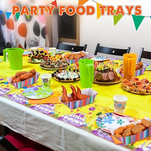 Miniatura 4 de Engrowtic 100 bandejas de papel mexicano para alimentos desechables de 2 libras, bandejas de aperitivos para fiestas, bandejas de nachos montadas,