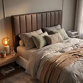 Cabeceira Ibiza Estofada Cama Queen Box Com Pés Courino Suede para Quarto Decorativa Inteira (Courino Marrom, Queen 160cm)