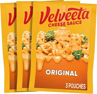Velveeta Original Cheese Sauce Pouches, 3 Ct 4oz Pack - Creamy Melty Cheese for Mac, Nachos, Dips & More