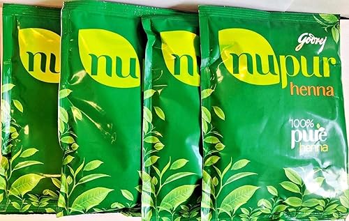 Nupur Henna natural, 4.23 oz (paquete de 4) o cabello sedoso y brillante