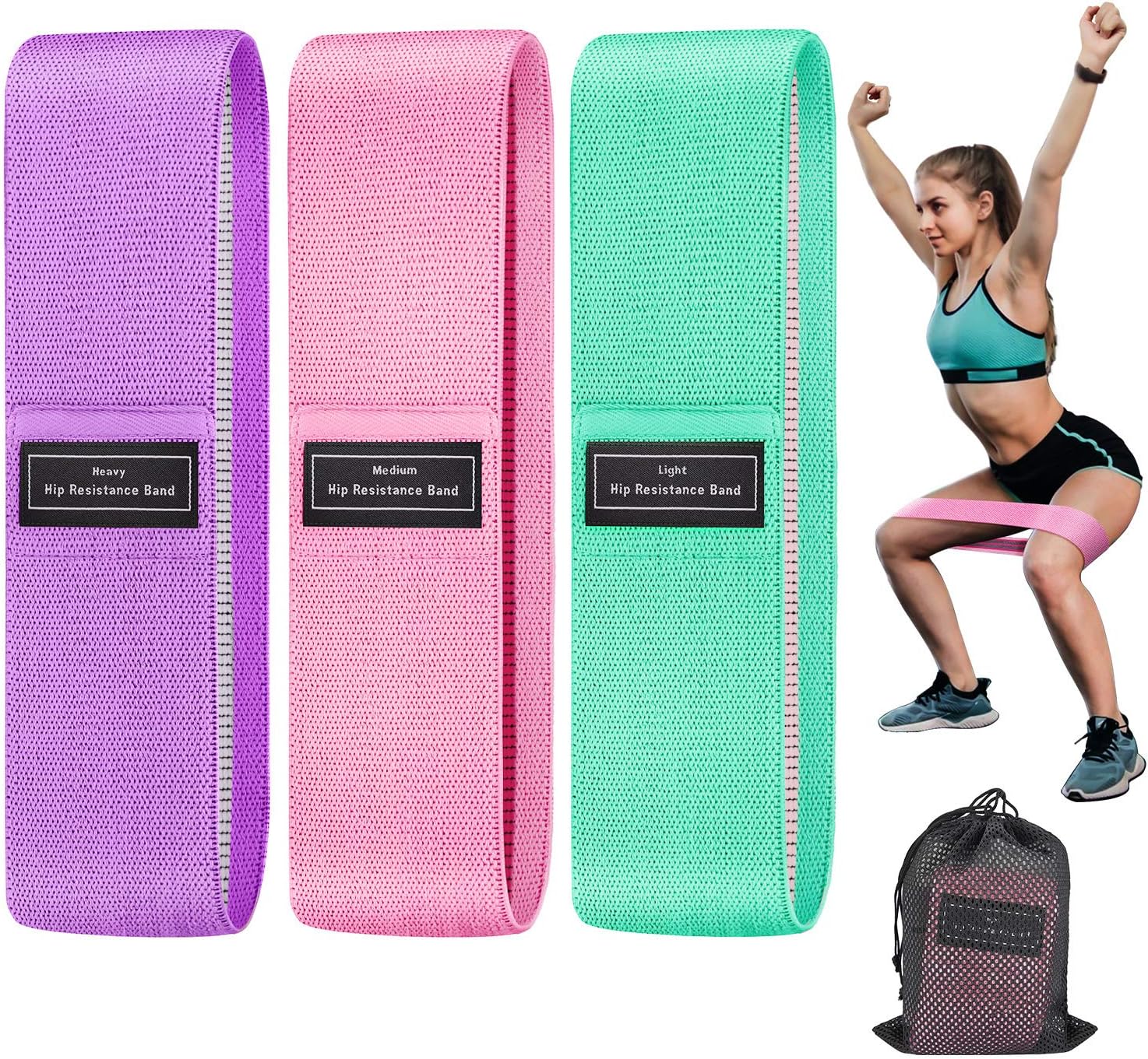 SHSTFD Resistance Bands, Booty Bands for Legs and Butt, Non Slip Elastic Exercise Bands, 3 Levels Workout Bands Women Sports Fitness Band for Squat Glute Hip Training Home Gym