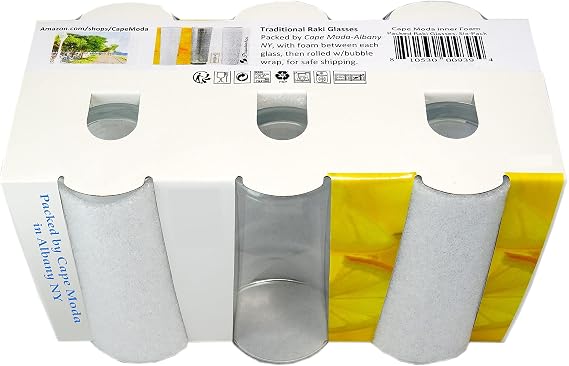 Turkish Raki Glasses, Istanbul Model, Set of 6, Cape Moda Packed with inner foams between glasses, and thick layers of bubble wrap, and sturdy boxed