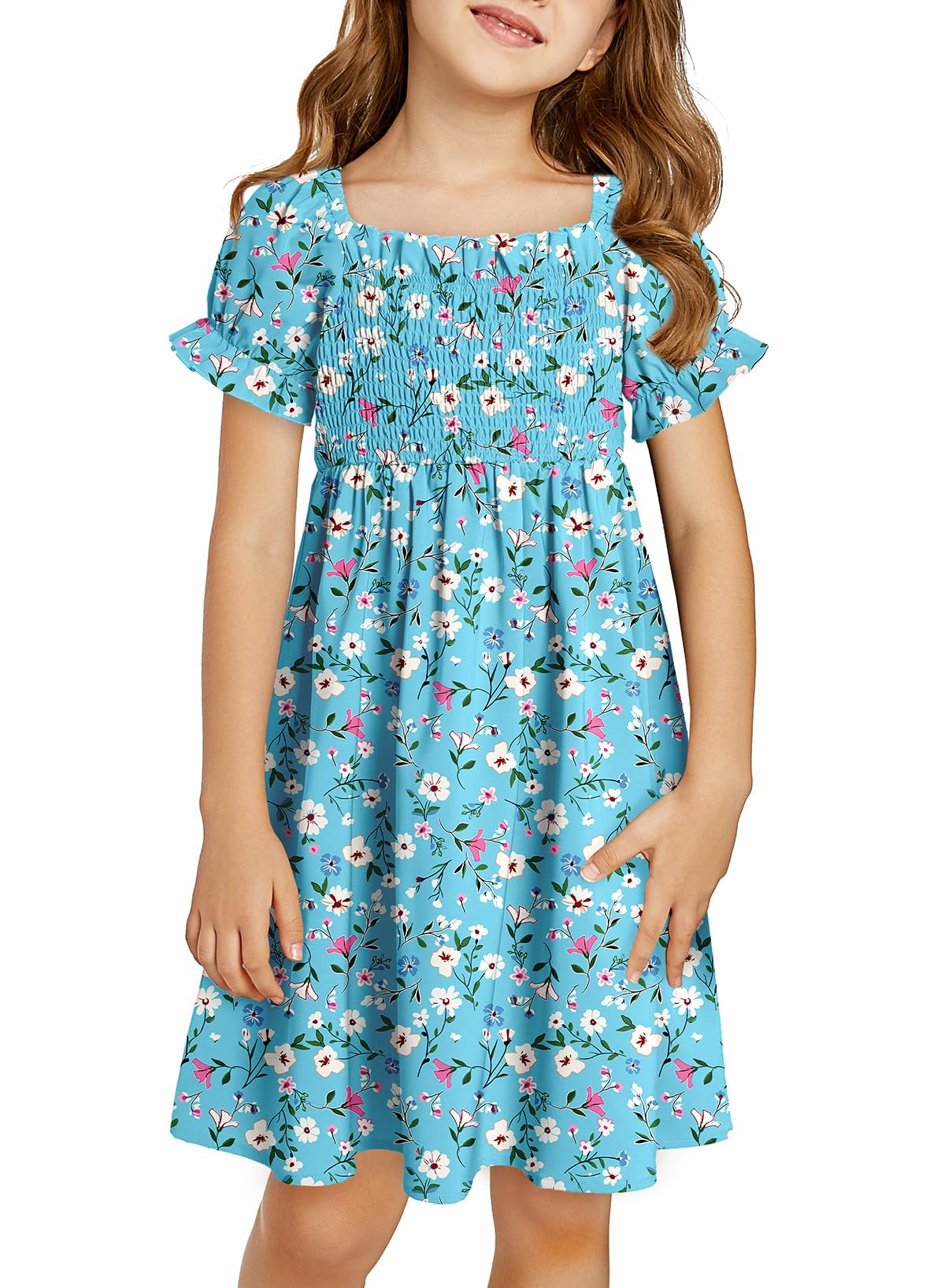 blibean Girls Summer Dress Tween Floral Boho Dresses Size 4-13 Years