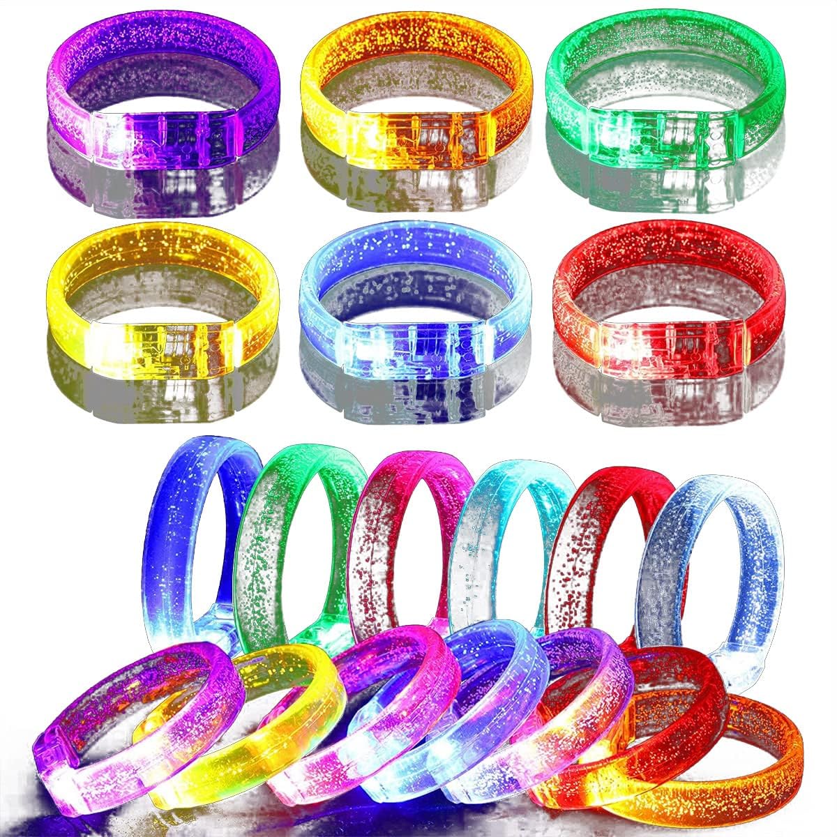 KASTWAVEKASTWAVE 16 Pack Glow in the Dark LED Bracelets - Light Up Party Favors for Kids & Adults, Perfect for Concerts, Birthdays, Festivals & Events