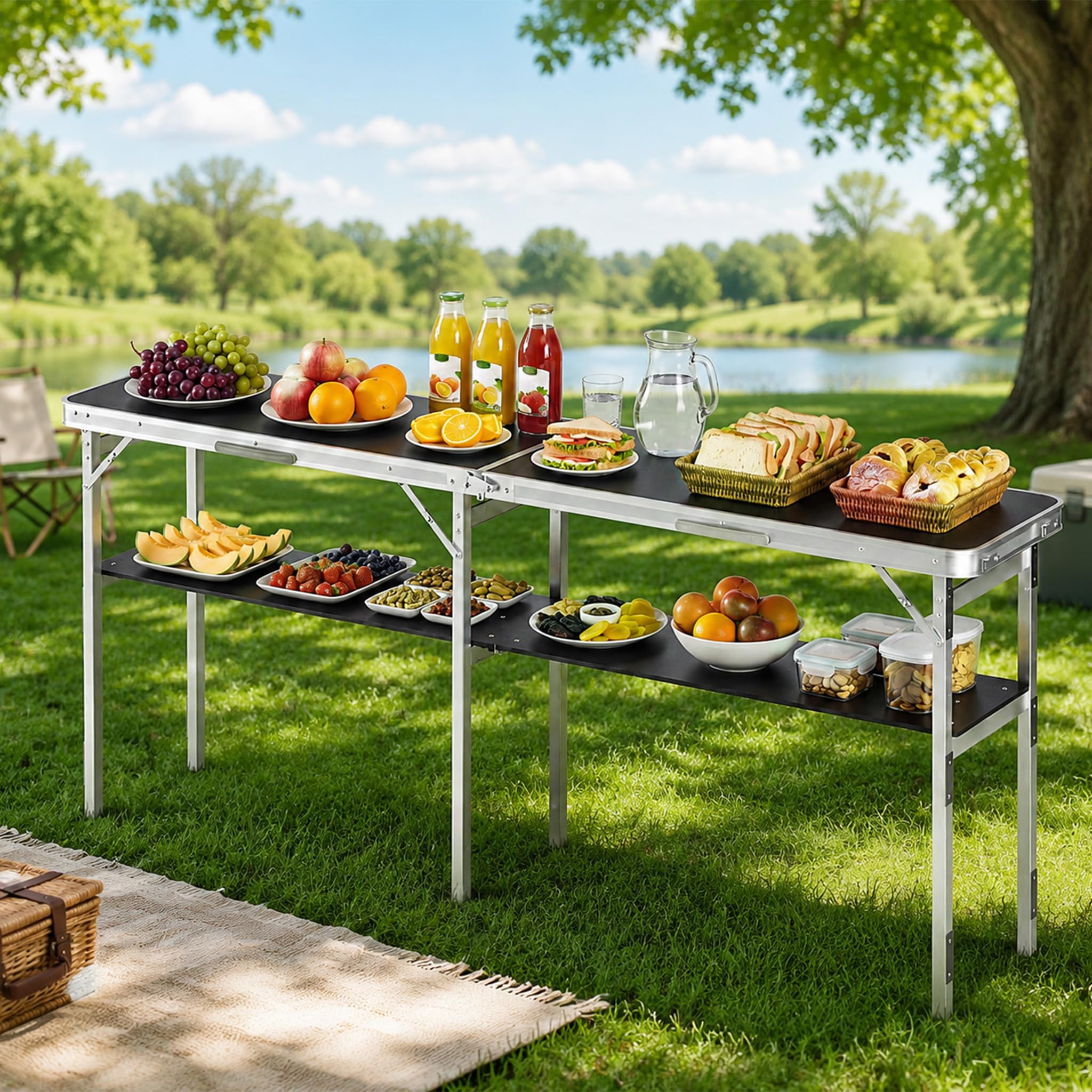 AufuN Tragbare Messetheke Messetresen Faltbarer Campingtisch aus Aluminium