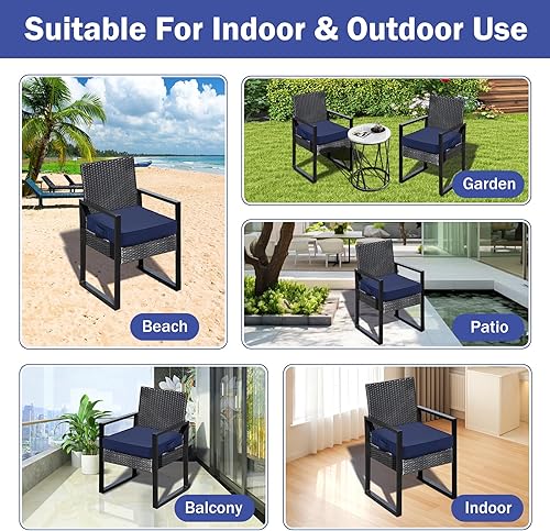 Miniatura 7 de Juego de 4 cojines para sillas de exterior, cojines impermeables para sillas de patio, 19 x 19 x 3 pulgadas, cojín de patio para muebles de