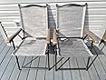 Giantex 2-Pack Folding Sling Chairs - Patio, Camping, Beach Outdoor Lounge Chairs (Black)