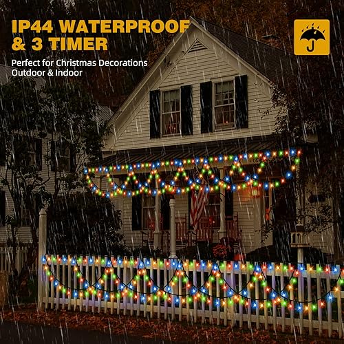 Miniatura 3 de MZD8391 380 luces LED de Navidad para exteriores e interiores, luces de carámbano de Navidad impermeables, conexión de extremo a extremo, tira de