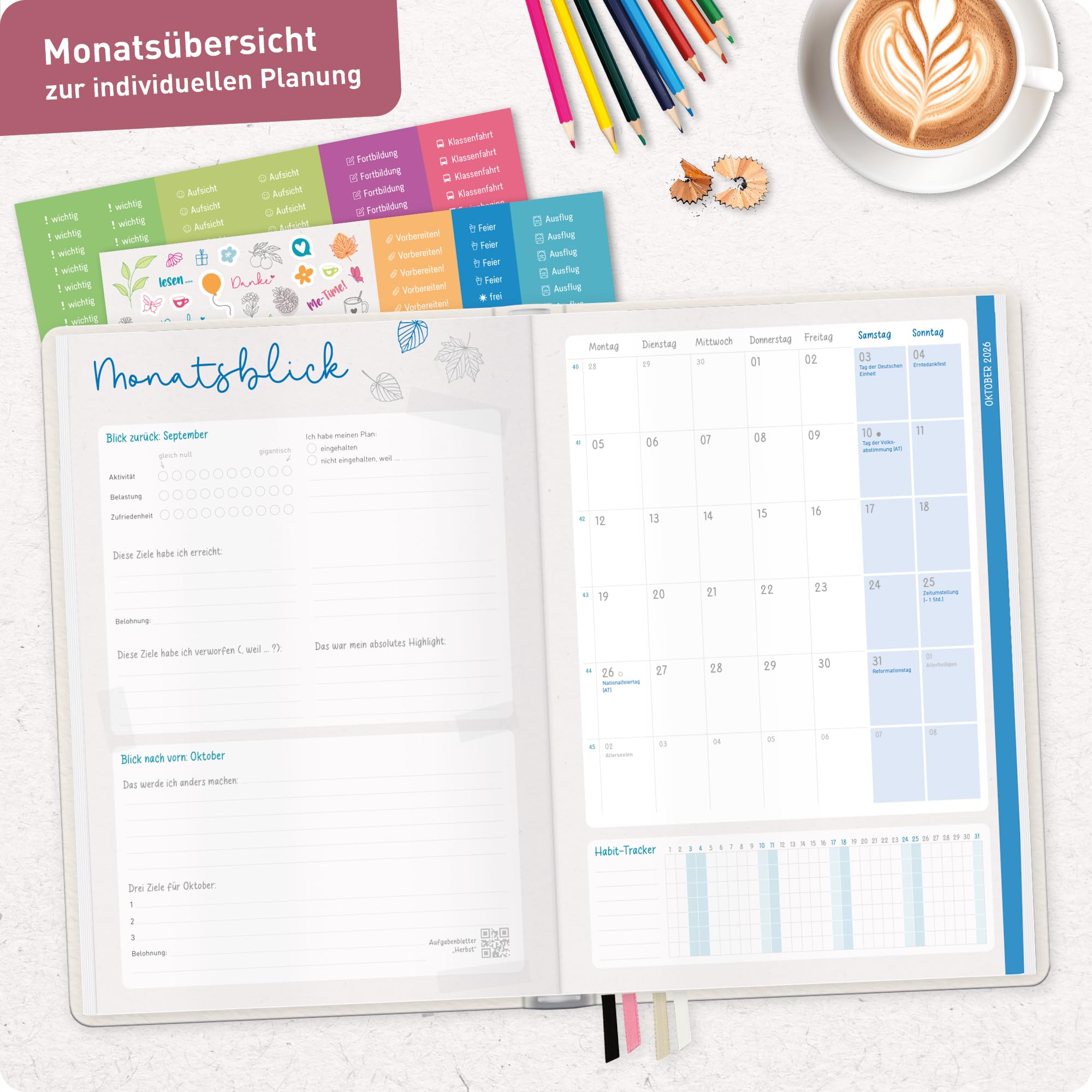 Häfft® Lehrerplaner Grundschule 2026/2027 im A4+ Format Hardcover - Schuljahr 12 Monate (Aug 26 - Jul 27) Lehrerkalender & Unterrichtsplaner für Klasse 1–4 "Soft Flower"