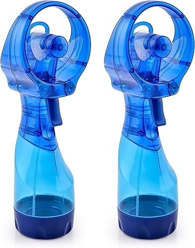 Miniatura 7 de O2COOL Paquete de 2 ventiladores de nebulización de agua con batería de mano de lujo (verde)