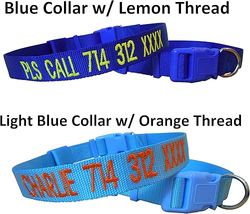Miniatura 5 de Collar de nailon ajustable con nombre y número de teléfono bordado personalizado para perros grandes, medianos y pequeños, hembras y cachorros,