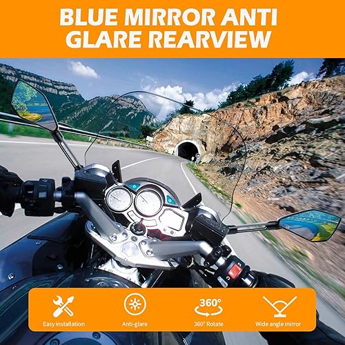 Miniatura 7 de JMTBNO Espejo universal de aluminio para manillar de motocicleta, 0.315 in y 0.394 in, espejos retrovisores laterales de motocicleta para bicicleta