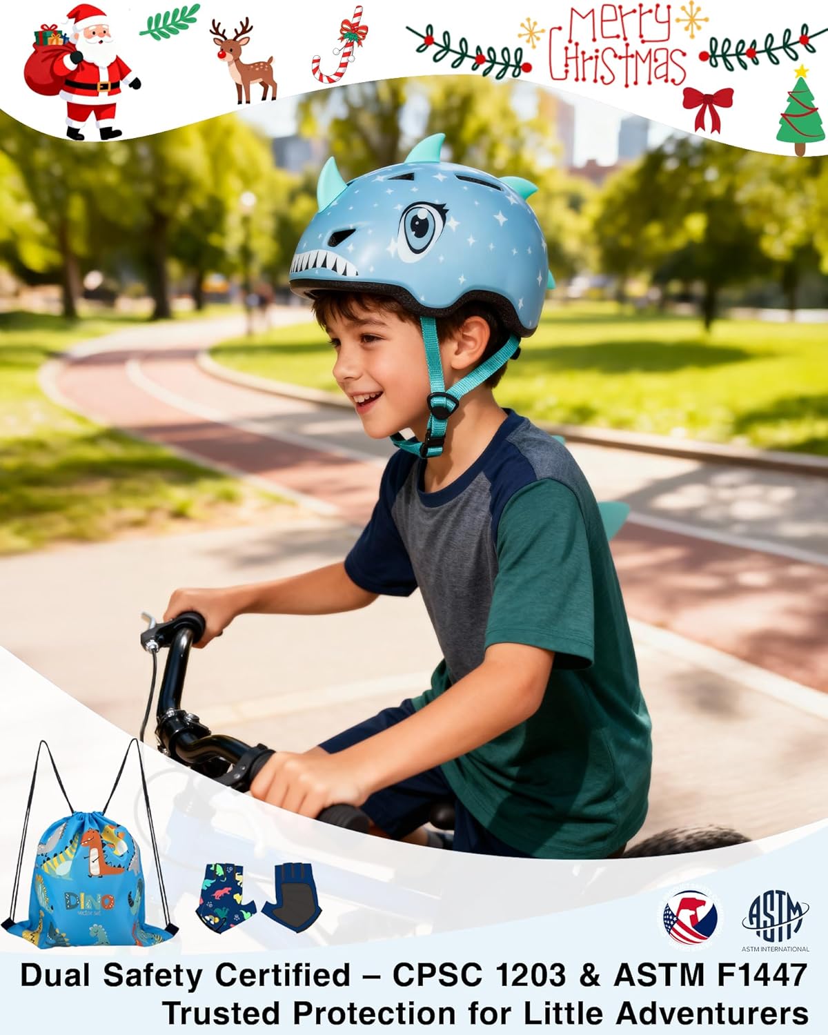 Toddler Helmet, Kids Bike Helmet, Adjustable 3 Sizes for Infant Baby Ages 0-2 2-5 5-8 with Unicorn, Dinosaur, Shark Designs,Boys Girls Bike Helmet for Multi-Sport - Image 2