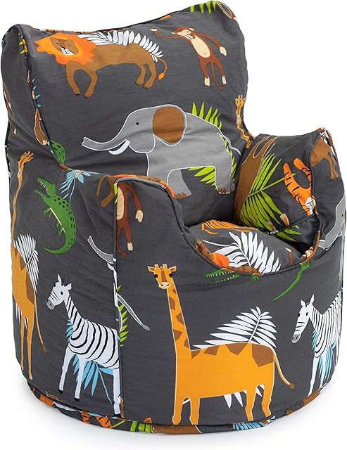 Ready Steady Bed Kids Toddler Armchair | Comfy Children Furniture | Soft Child Safe Seat Playroom Sofa | Ergonomically Designed Bean Bag Chair (Africa)