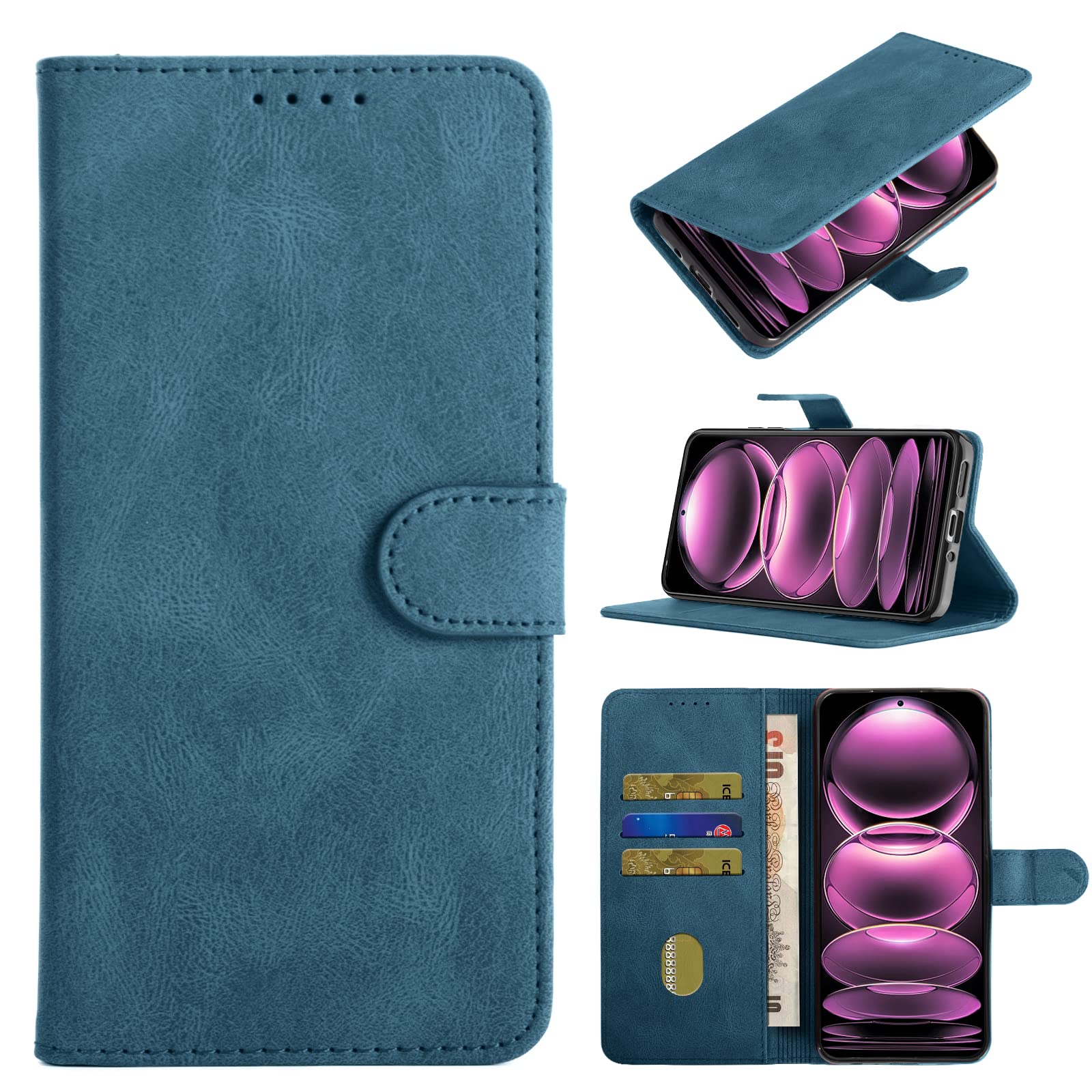 Byvuwiay Cover per Xiaomi Redmi Note 12 Pro 5G, Slot per Schede, Chiusura Magnetica, Premium PU Pelle Portafoglio Custodia per Xiaomi Redmi Note 12 Pro 5G-Blu