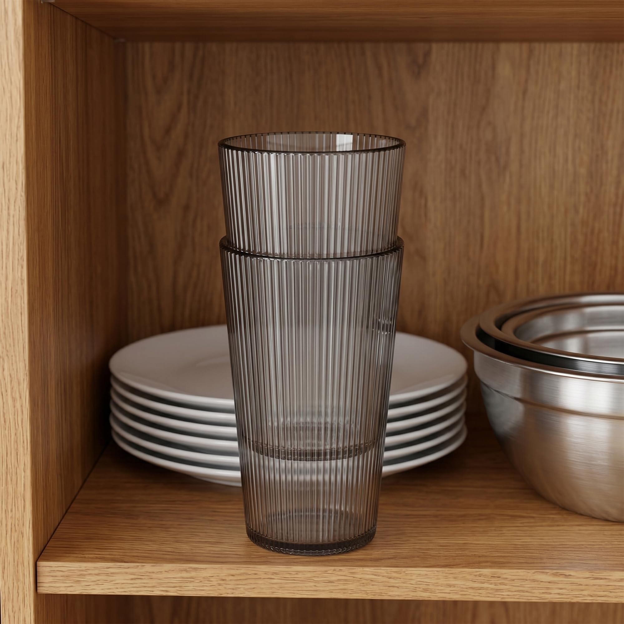 Lot de 12 gobelets en plastique incassables de 500 ml avec motif à rayures pour la maison, les fêtes ou un usage quotidien