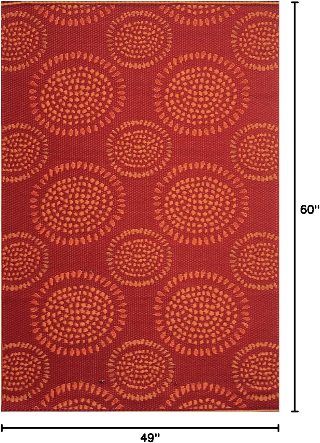Mad Mats Abstract Outdoor Rug, Reversible Plastic Mat (Molly - Red, 5' x 8')
