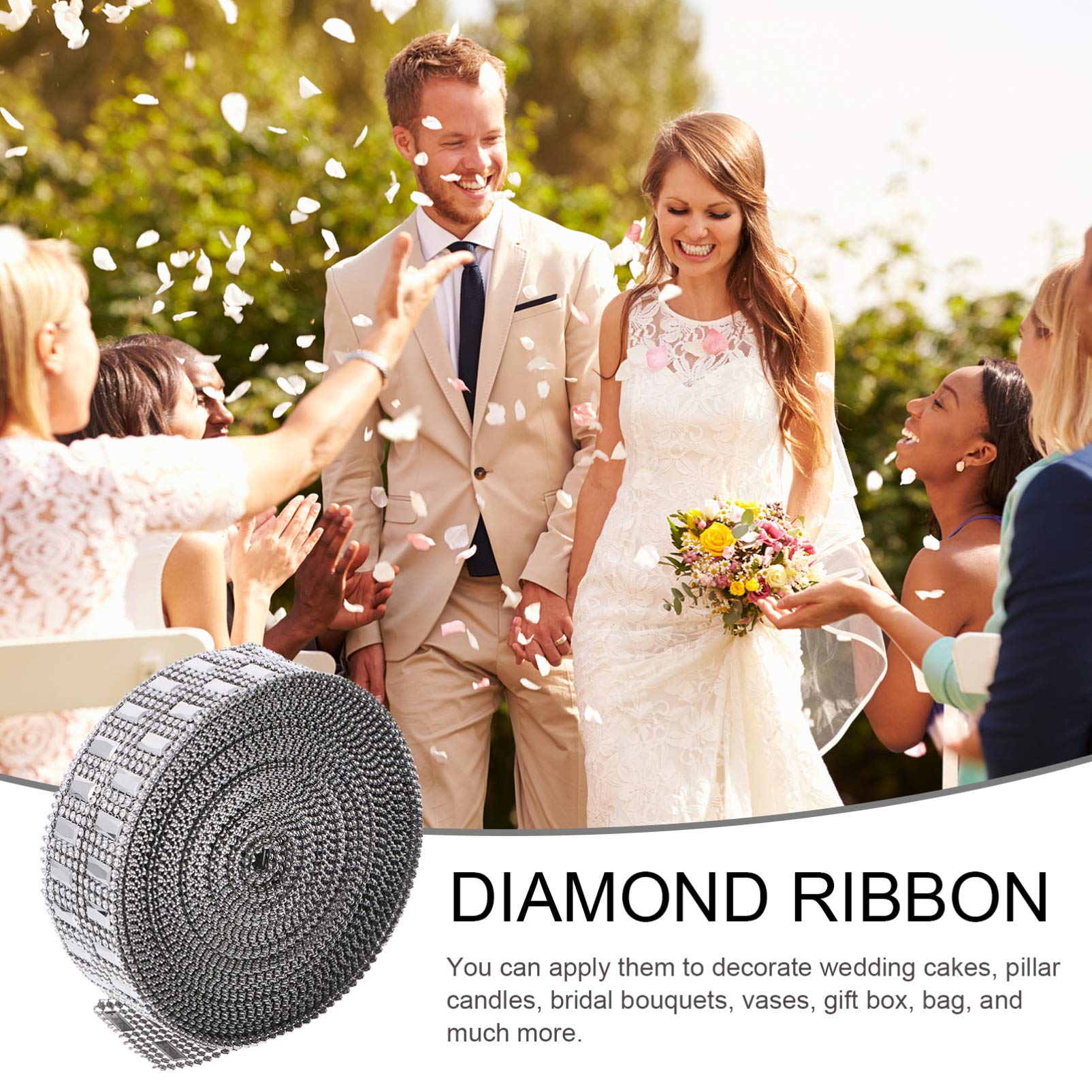 1 Rolle Bänder Bling Banding Bouquet Trim Gürtel Kristall Kleidung Handwerk DIY Applikation Reihe Dusche Schöne Funkelnde Strass Silber Kunstband Party Nähen Hochzeit Acryl