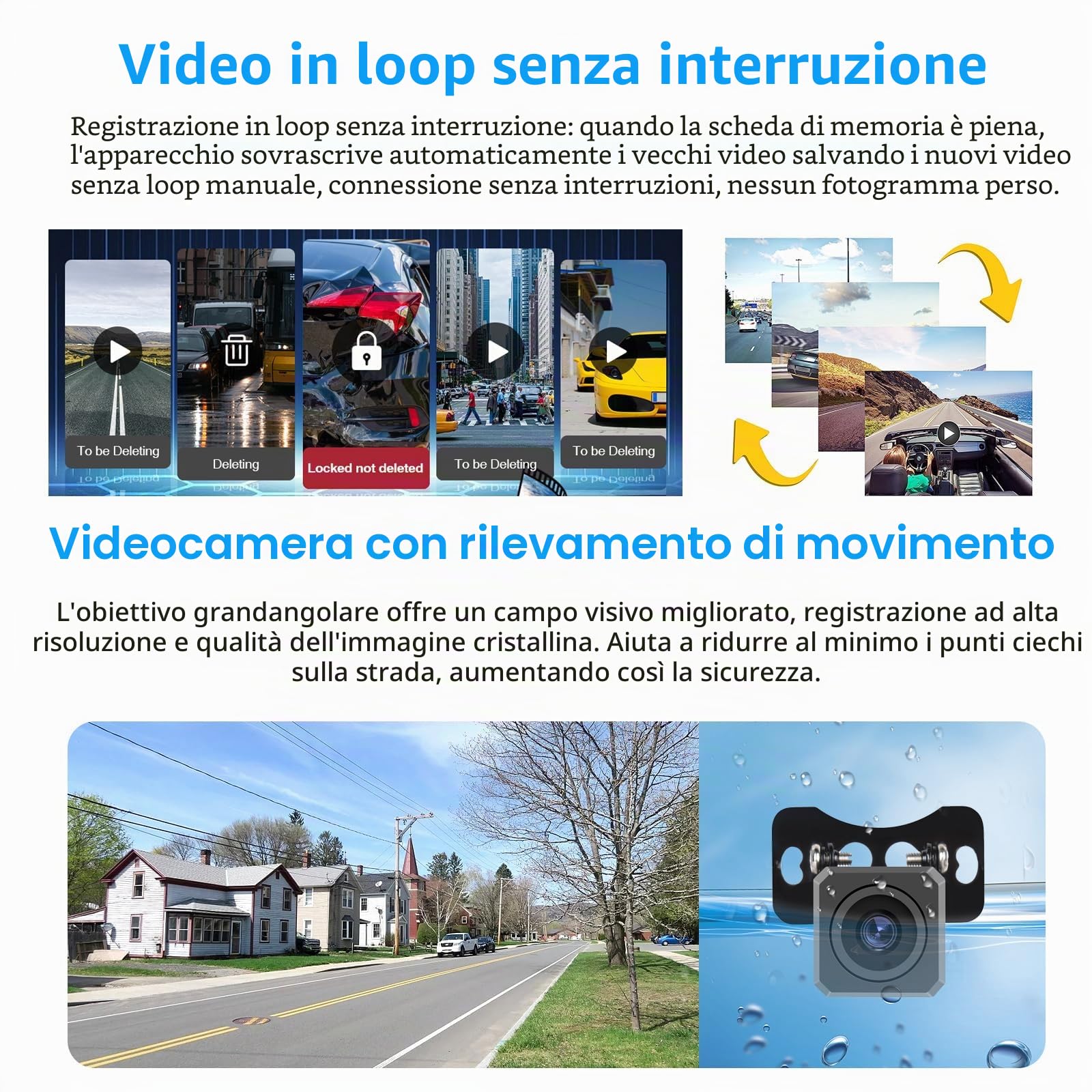 Podofo Specchio Telecamera per Auto per Retromarcia con Wireless Carplay Android Auto 11,26" IPS Touchscreen Mirror Dashcam Doppio Retrovisore Dash Cam per Auto, 2 Schermi Divisi, Bluetooth
