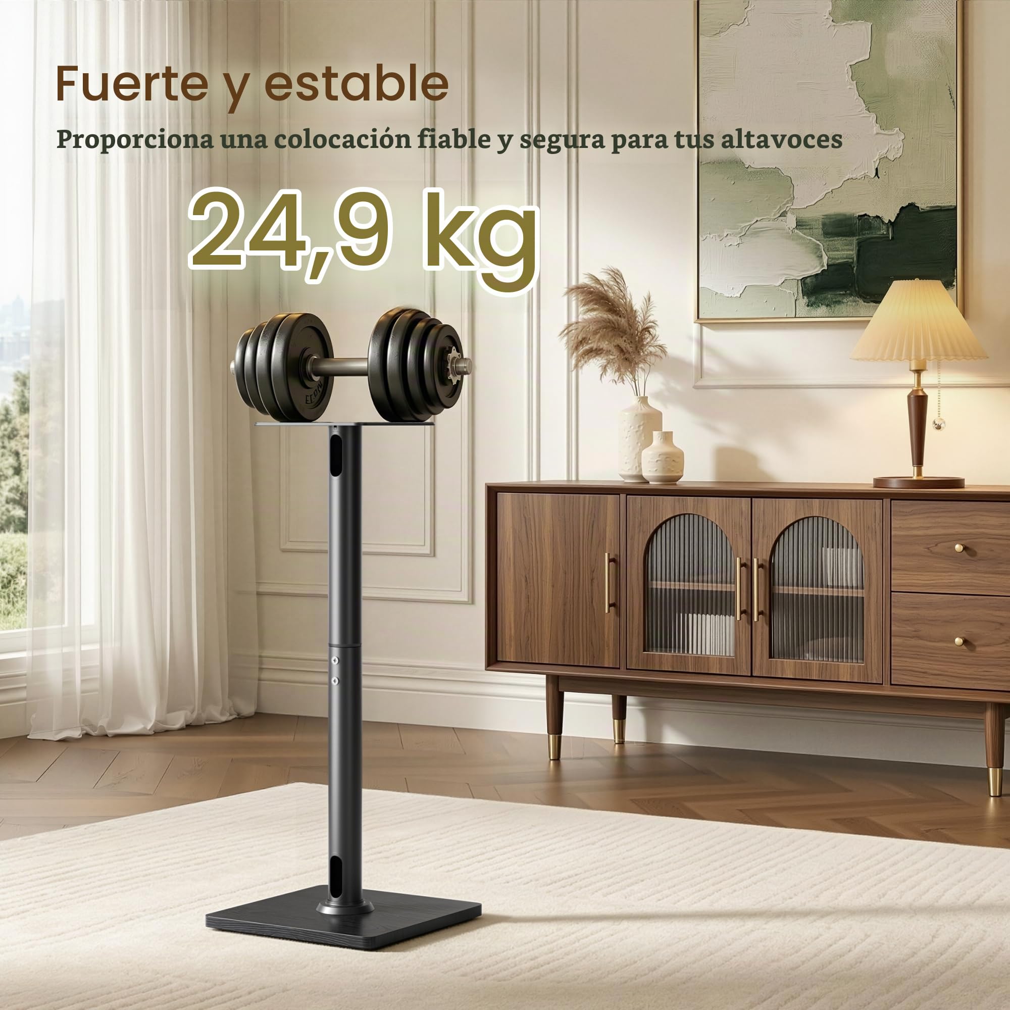 PEGZONE Soporte Altavoces de pie Universal 76,5 cm, Base de Madera, Negro
