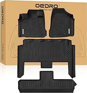 OEDRO Floor Mats Fit for 2008-2020 Dodge Grand Caravan/2008-2016 Chrysler Town & Country (Stow'n Go Only), TPE All-Weather Guard Includes 1st, 2nd and 3nd Row Full Set Liners, Black