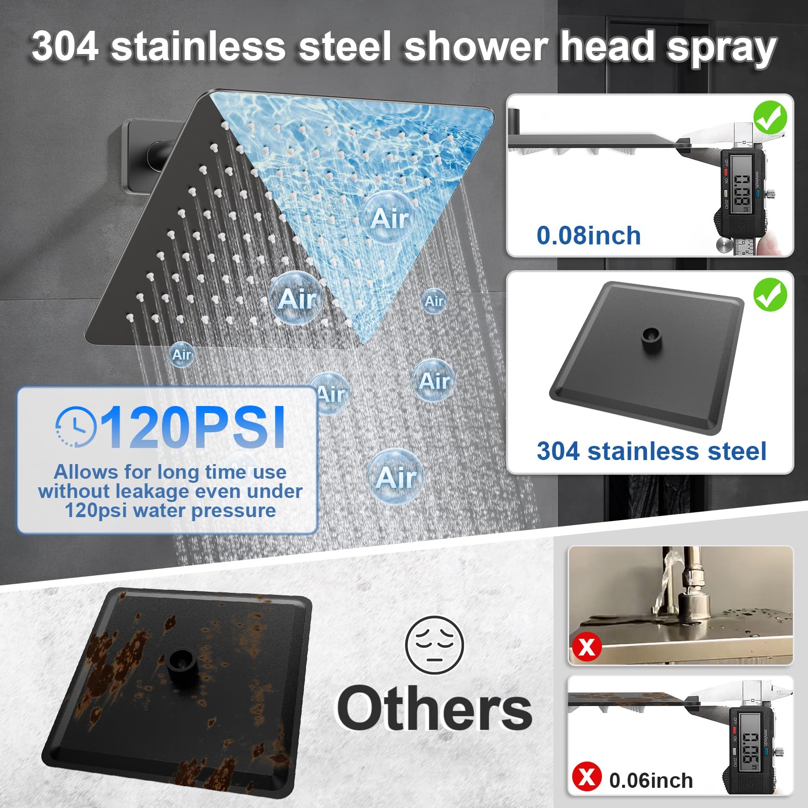 Shower System Modern Rain 12 Inches Brass Faucet Set With Valve