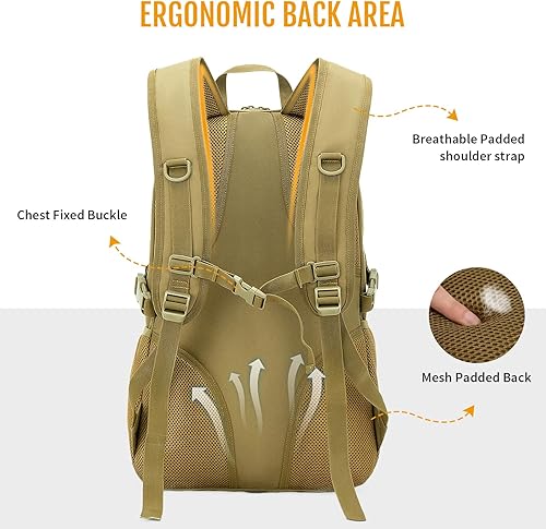 Miniatura 3 de HUNTVP Mochila táctica militar MOLLE de 10L20L30L, mochila táctica de asalto para caza, camping, senderismo (30L-marrón oscuro)