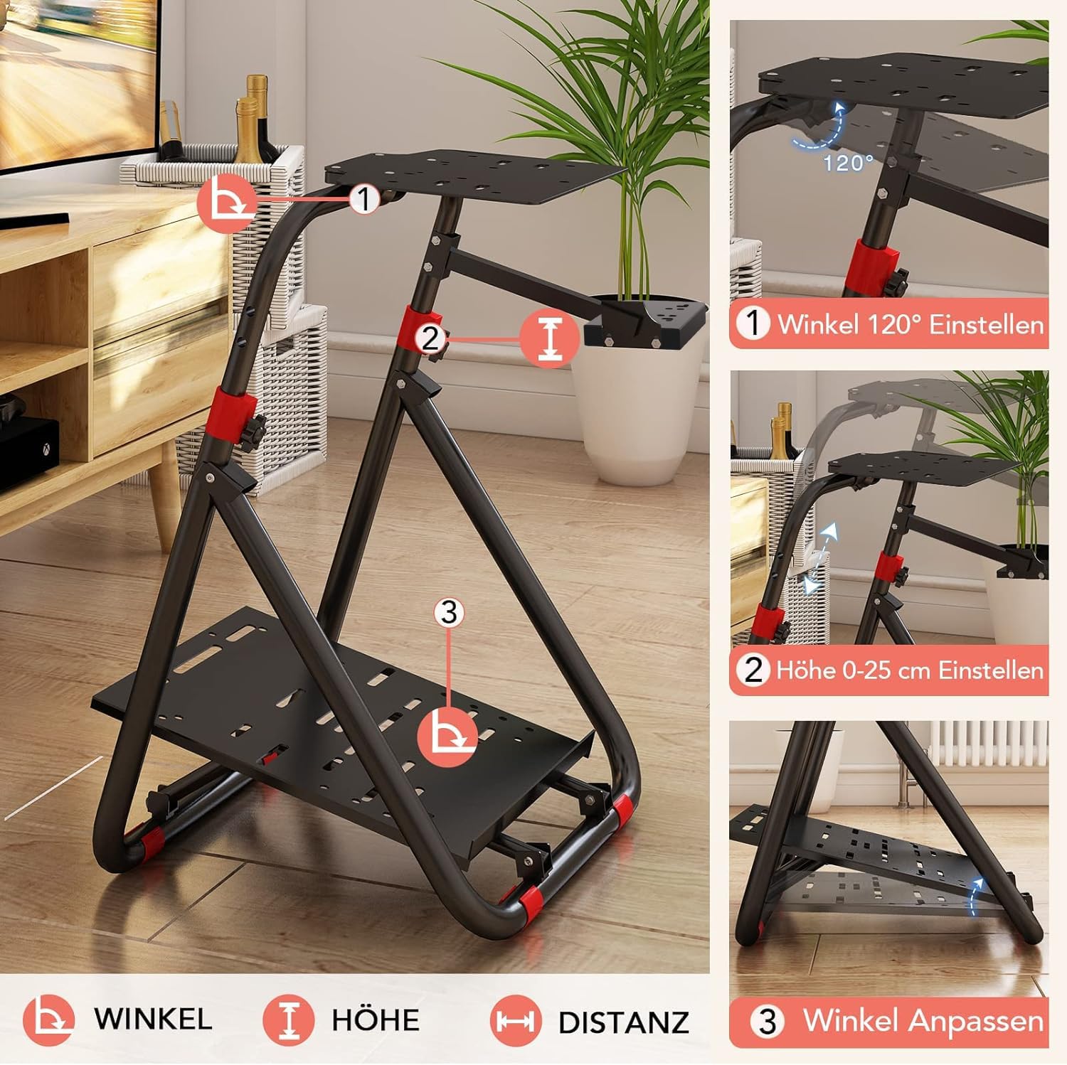 DIWANGUS Support de Volant, Assemblage Rapide Adapté aux Modèles Logitech G923 G920 G29 G27 G25, Support de Volant Pliable Adapté aux Modèles Thrustmaster T248X T248 T300Rs TX T150 PS4 PS5