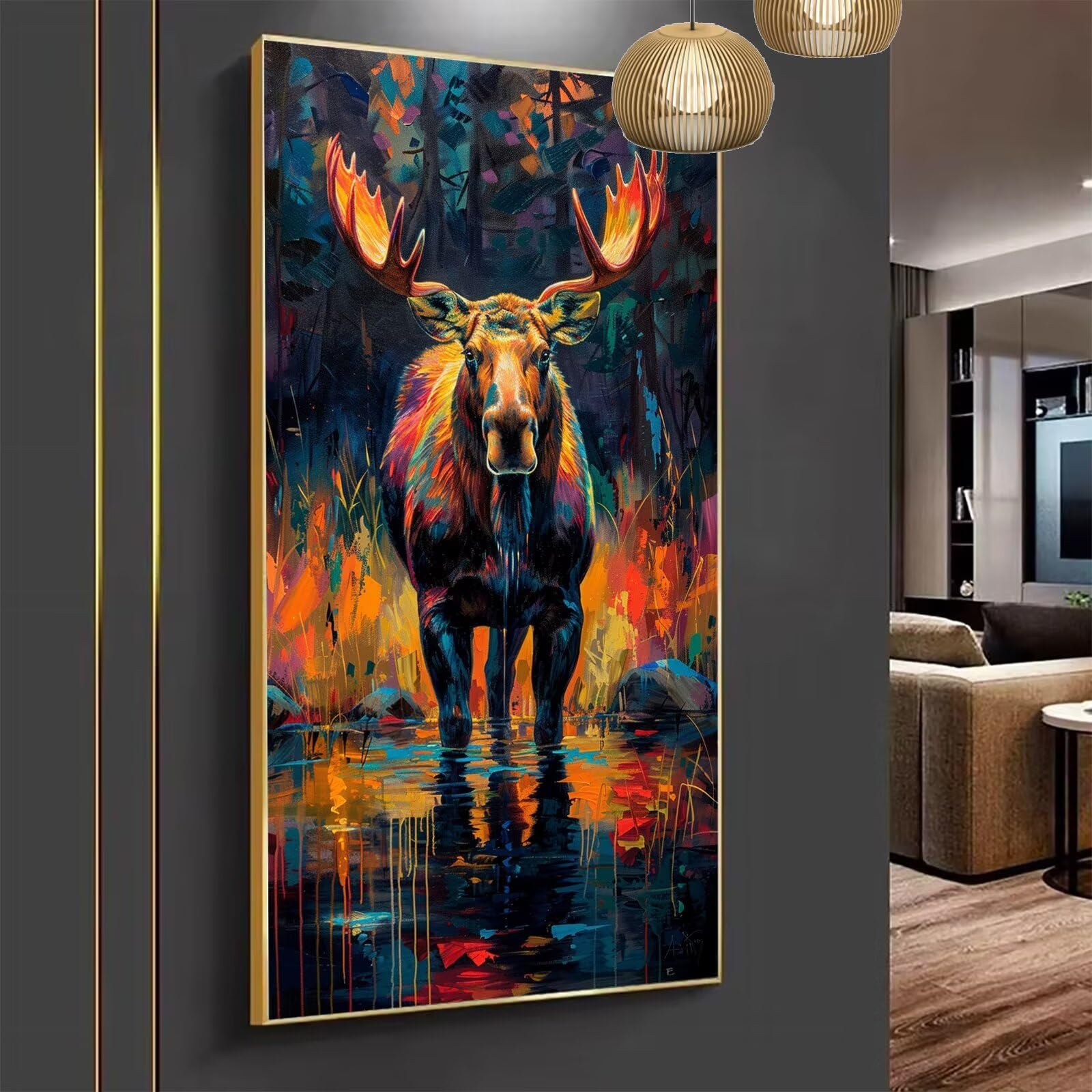 Peinture Numero Adulte Cerf Peinture Par NuméRos Grand Format Animal Loisirs CréAtifs Adultes Enfant DIY NuméRo D'Art Complet Kit DéButants ,Cadeau GarçOns Filles 3+ Ans, Sans Cadre 70x140cm M-1002