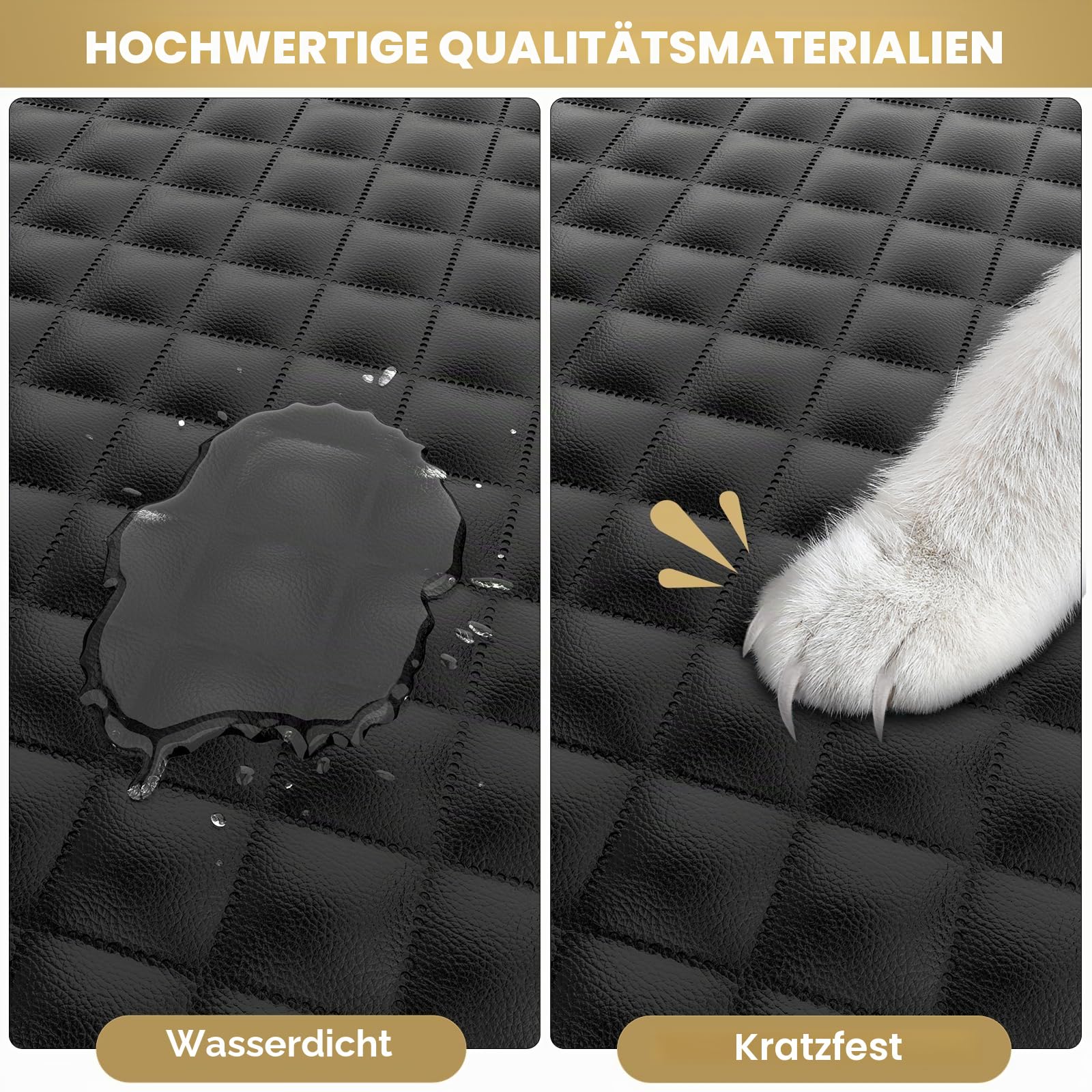 Wasserdichter SUV-Laderaum-Liner für Hunde - PU-Leder-Haustier-Autositzbezug-Schutz mit Stoßfänger-Klappe, rutschfeste Rücksitzmatte für SUVs, Limousinen, Transporter-Kofferraum | Leicht zu reinigen