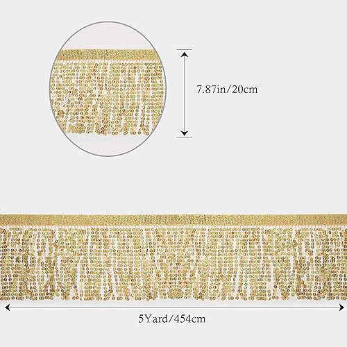 Miniatura 8 de WELROG Ribete de flecos de 5 yardas  Lentejuelas de encaje con flecos para manualidades, manualidades, decoración de disfraces