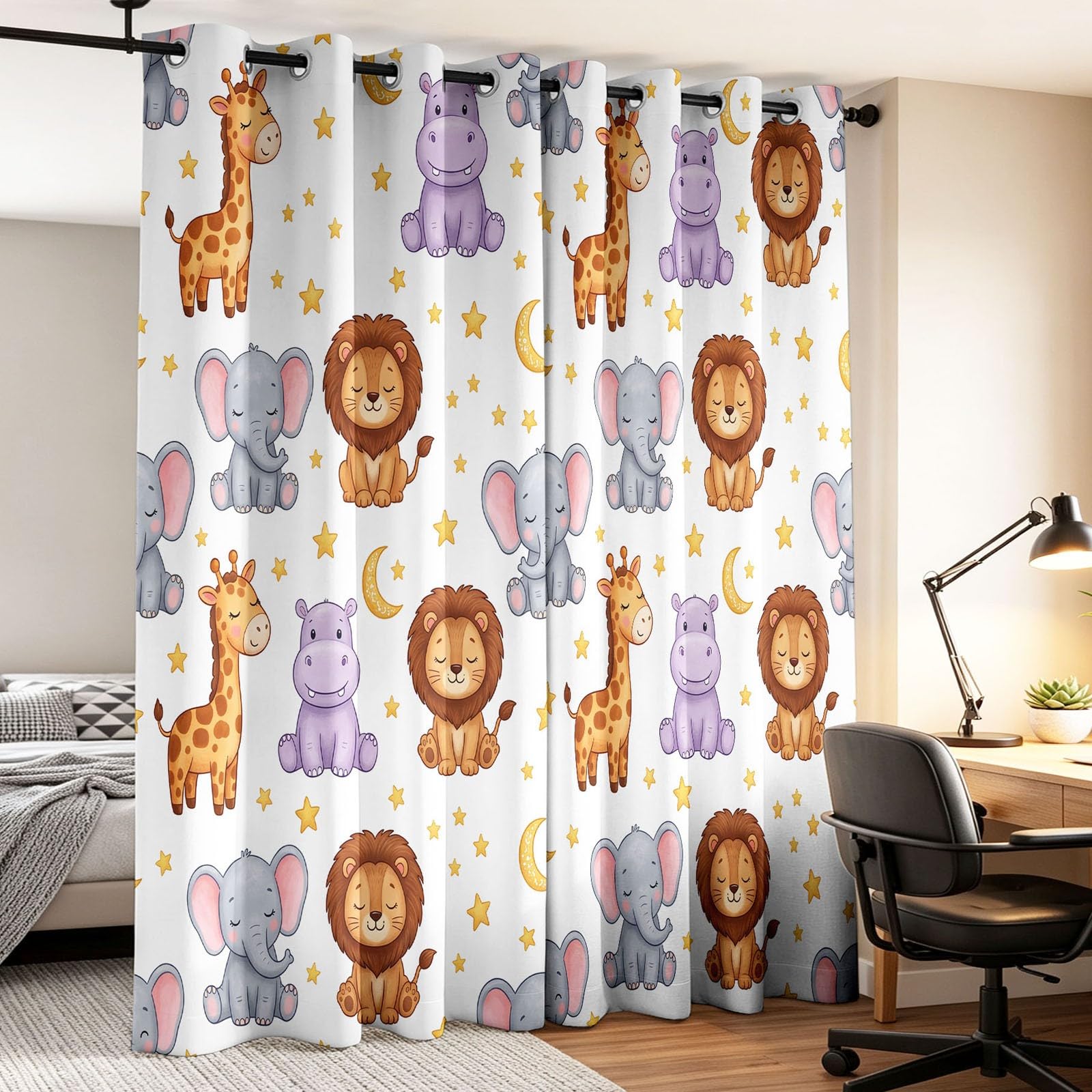 Dessin Animé Rideaux Thermiques à Œillets pour Chambre Enfant Salon