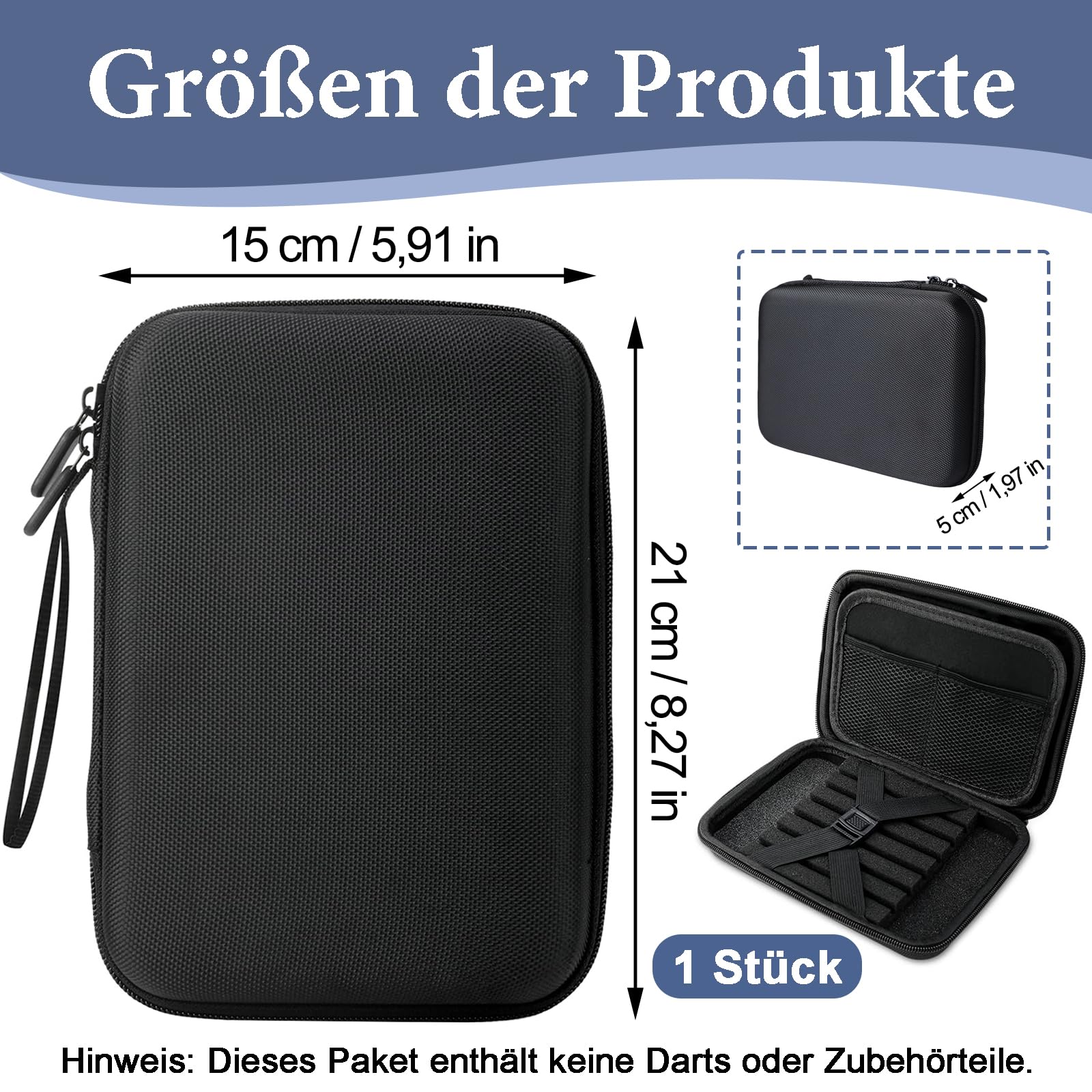 Custodia per Freccette, 1 Pezzo Eva Borse per Freccette, Custodia per Freccetta con 4 Tasche in Rete, Contiene 12 Freccetta, Compatibile con Freccettes a Punta Morbida e Freccettes a Punta(Nero)