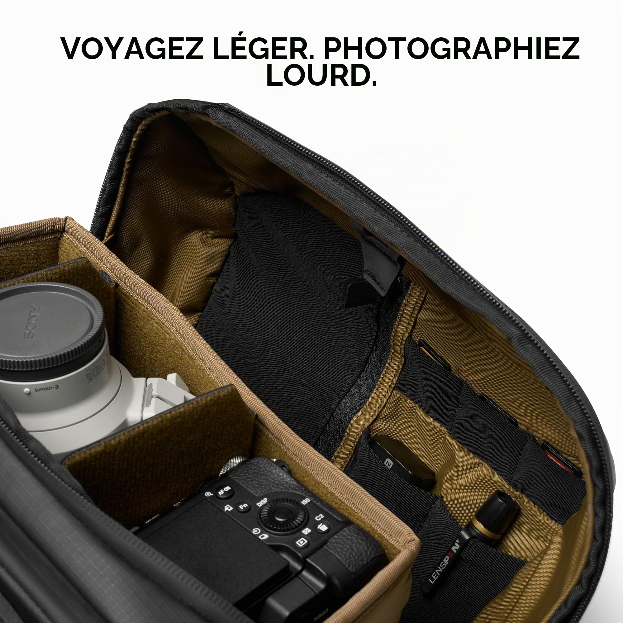 Gomatic Camera Sling 13L – Sac Photo Moyen résistant à l’Eau – Accès Rapide, Organisation Tech, Sangle bandoulière – pour Reflex, Drone, Tablette – Design Peter McKinnon – Noir
