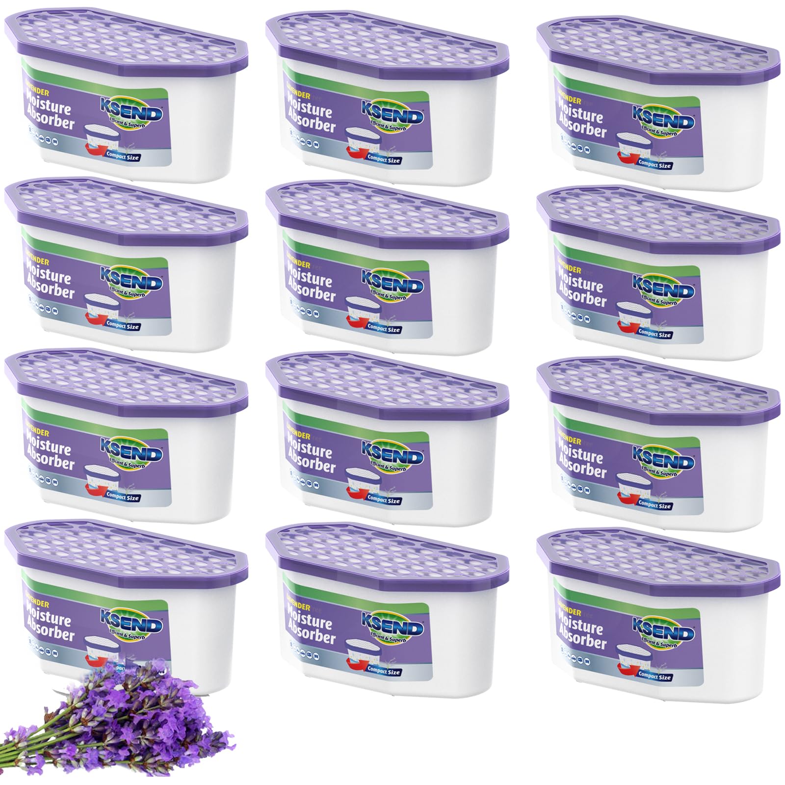 Ksend Moisture Absorber, 12 Pack Bucket, Lavender Scent