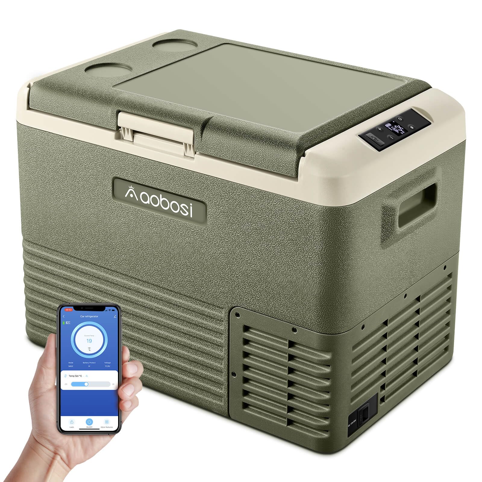 AAOBOSI Nevera Portatil 40L, Nevera 12V/24V Compresor,Nevera Portatil Electrica -20°C - 20°C, APP Control Nevera Camping para Coche,Hogar, Viajes y Barco