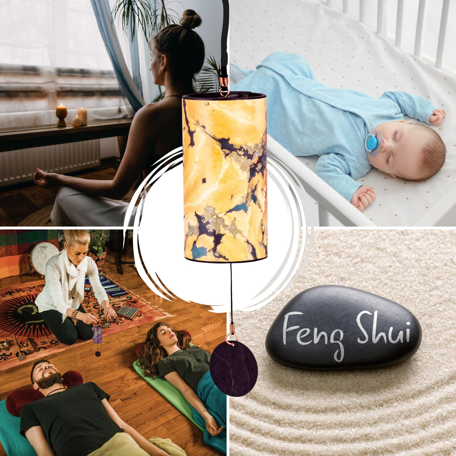 Zaphir Klangspiel Twilight Herbst mit Geschenkverpackung | Windspiel Geschenk - Chimes für Yoga, Kinder und Meditation in Gelb