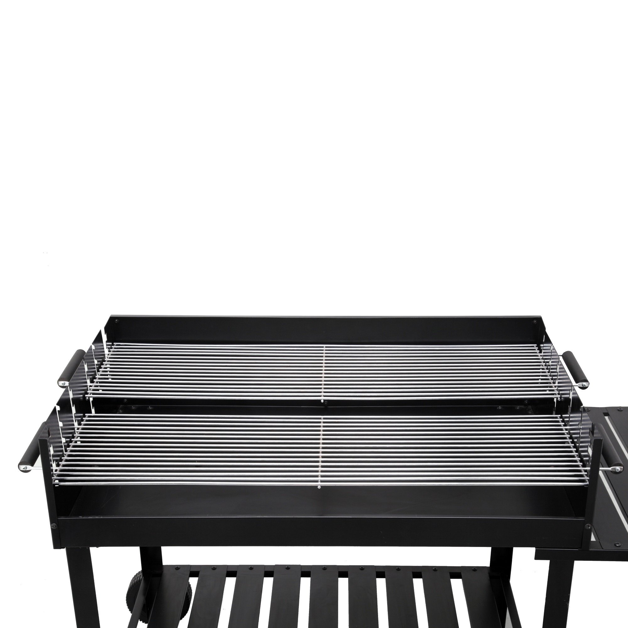 tepro Holzkohlegrill Grillwagen Atlanta, Outdoor BBQ mit Rädern, Höhenverstellbar ca. 77 - 88 cm, Grillfläche: ca. 98 x 56 cm, Maße ca. 135,5 x 63 x 91,2 cm, Schwarz
