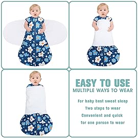 BSTOPPT Newborn Sleep Sack Baby Swaddle,3-Way Adjustable Wearable Blanket,100% Rayon Cotton Swaddling Sleeping BagTOG 0.5 (Gerbera & Tulips, 6-12 Months)
